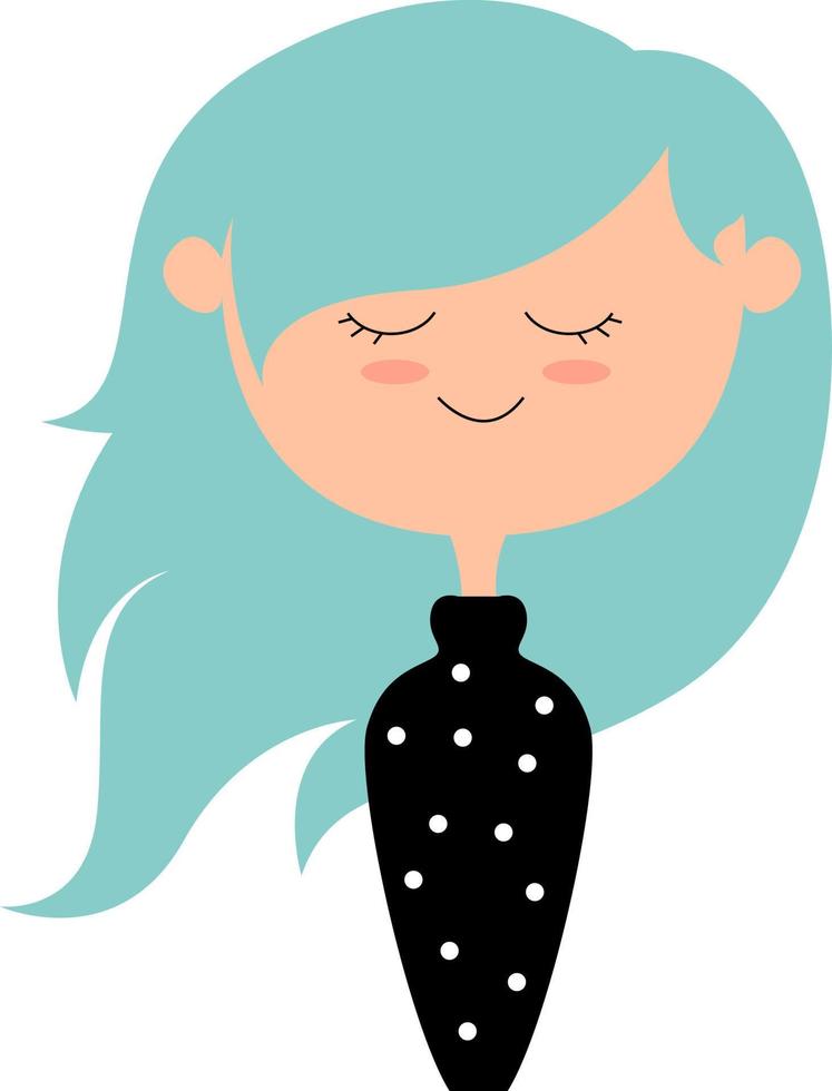 Blue hair, illustration, vector on white background.