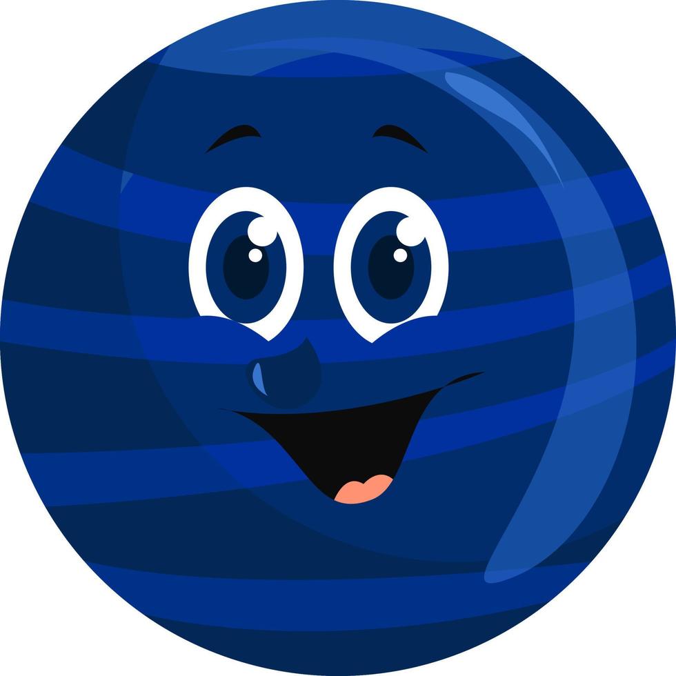 Happy neptune planet, illustration, vector on white background