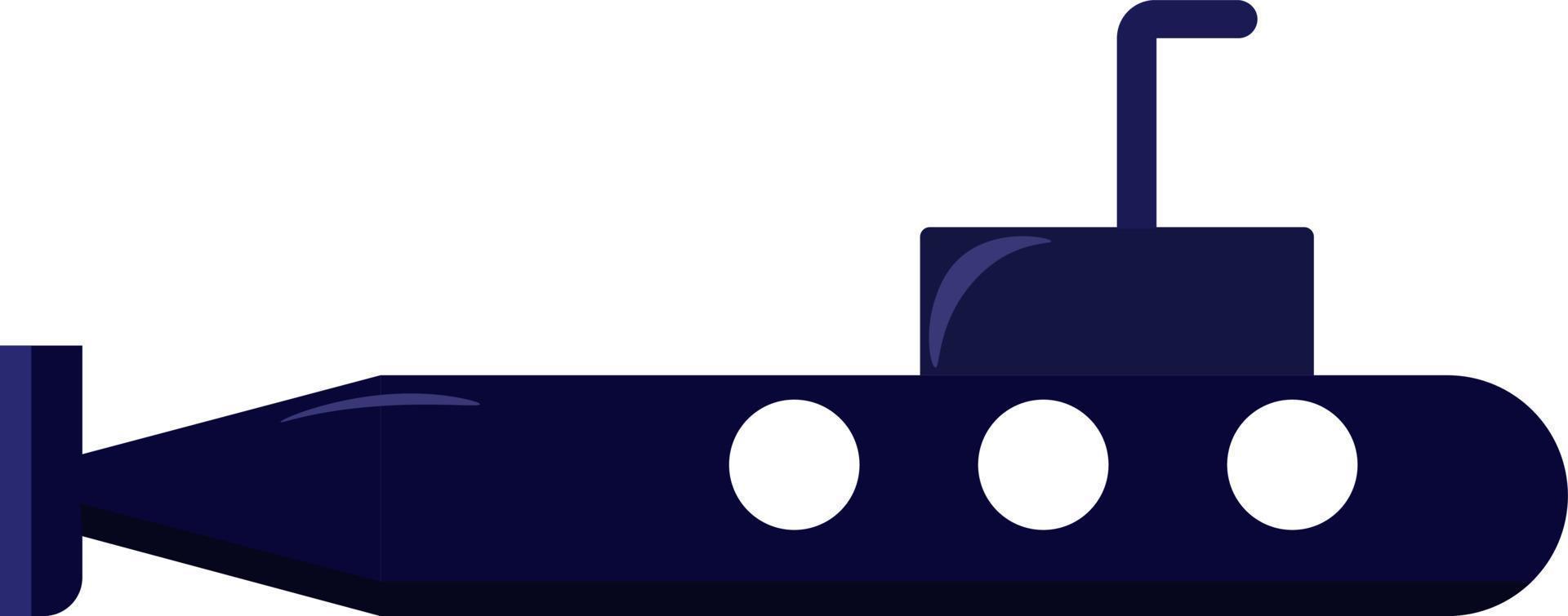 Blue submarine, illustration, vector on white background.