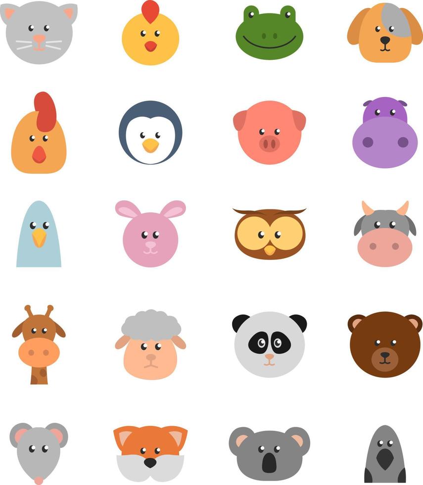 Wild and domestic animals, illustration, vector on a white background.