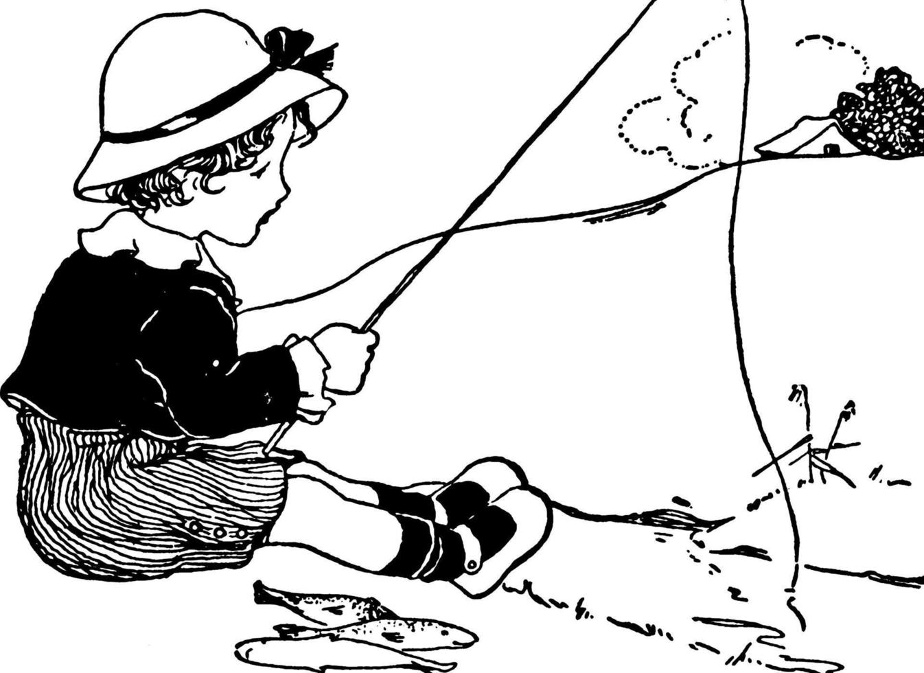 ilustración vintage de pesca. vector