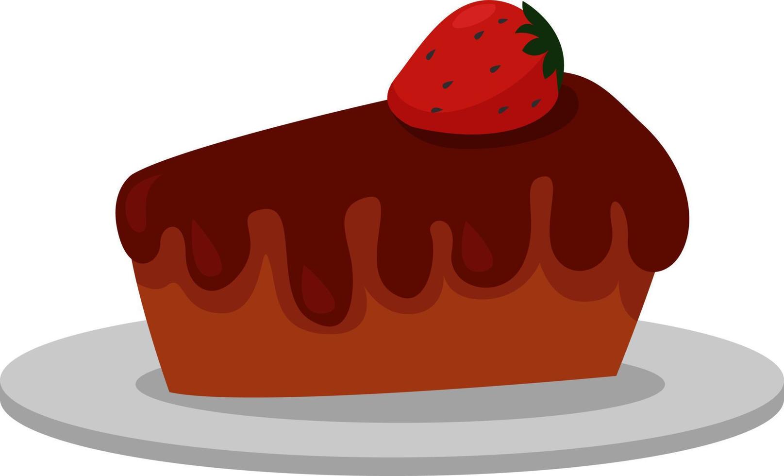 Strawberry cake, illustration, vector on white background