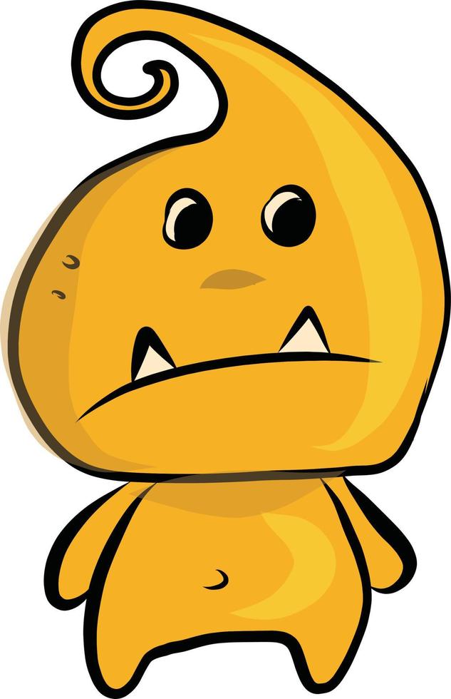 Sad yellow monster, illustration, vector on white background.
