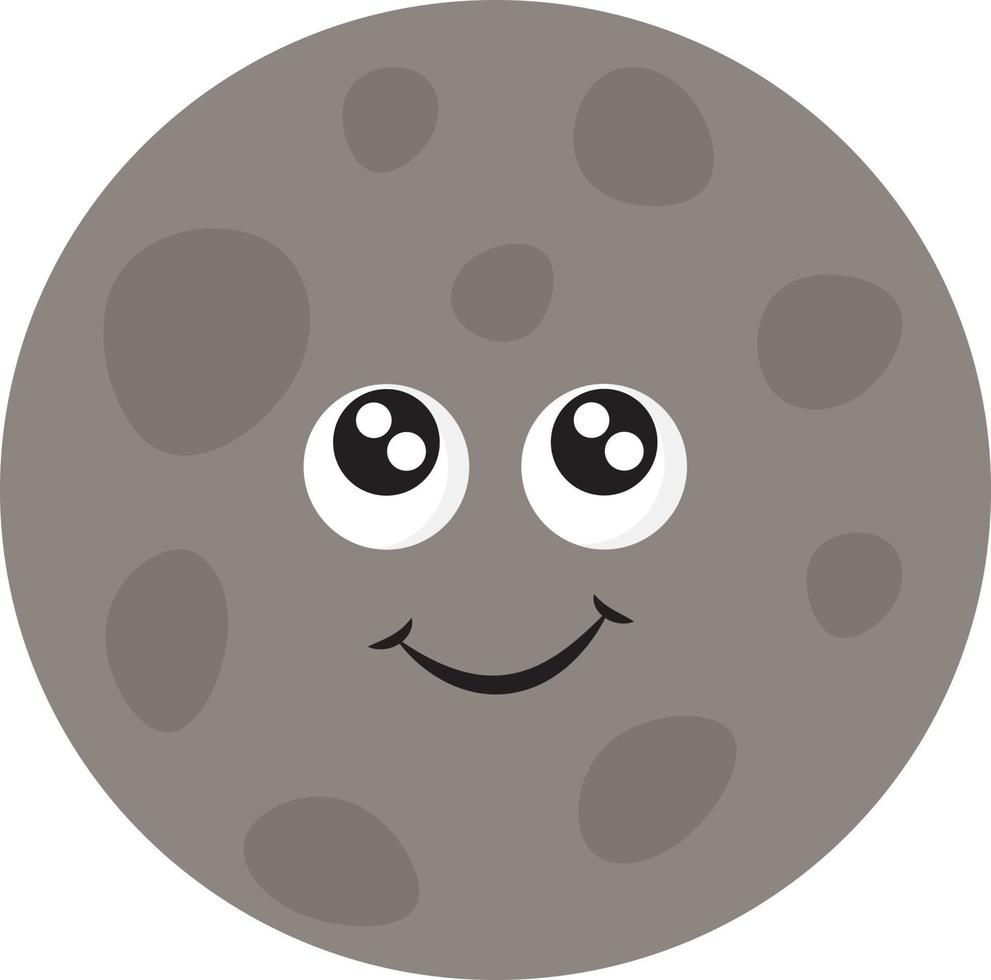 Moon with eyes, illustration, vector on white background.