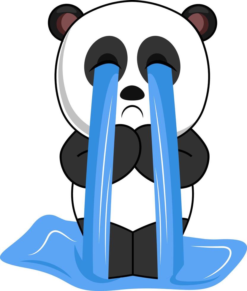 Crying panda, illustration, vector on white background.