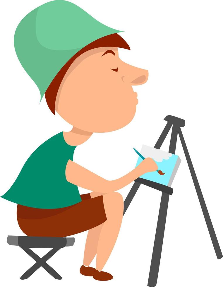 Plein air painting , illustration, vector on white background