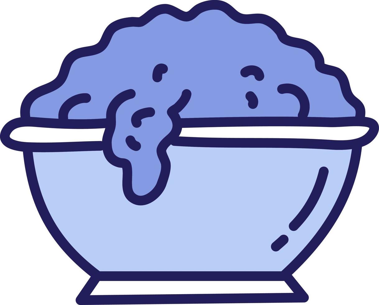 Purple dust in bowl, illustration, vector on a white background.