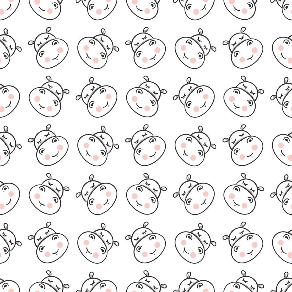 Baby hippo pattern , illustration, vector on white background
