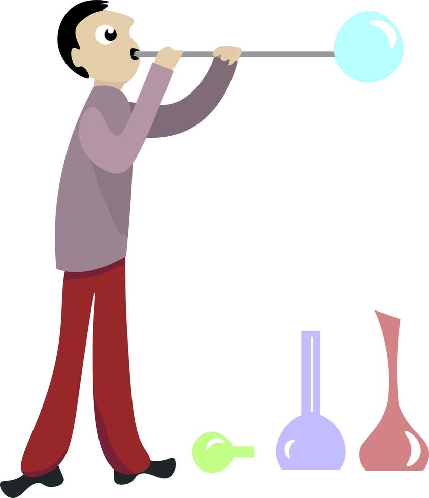 Glassblower, illustration, vector on white background.