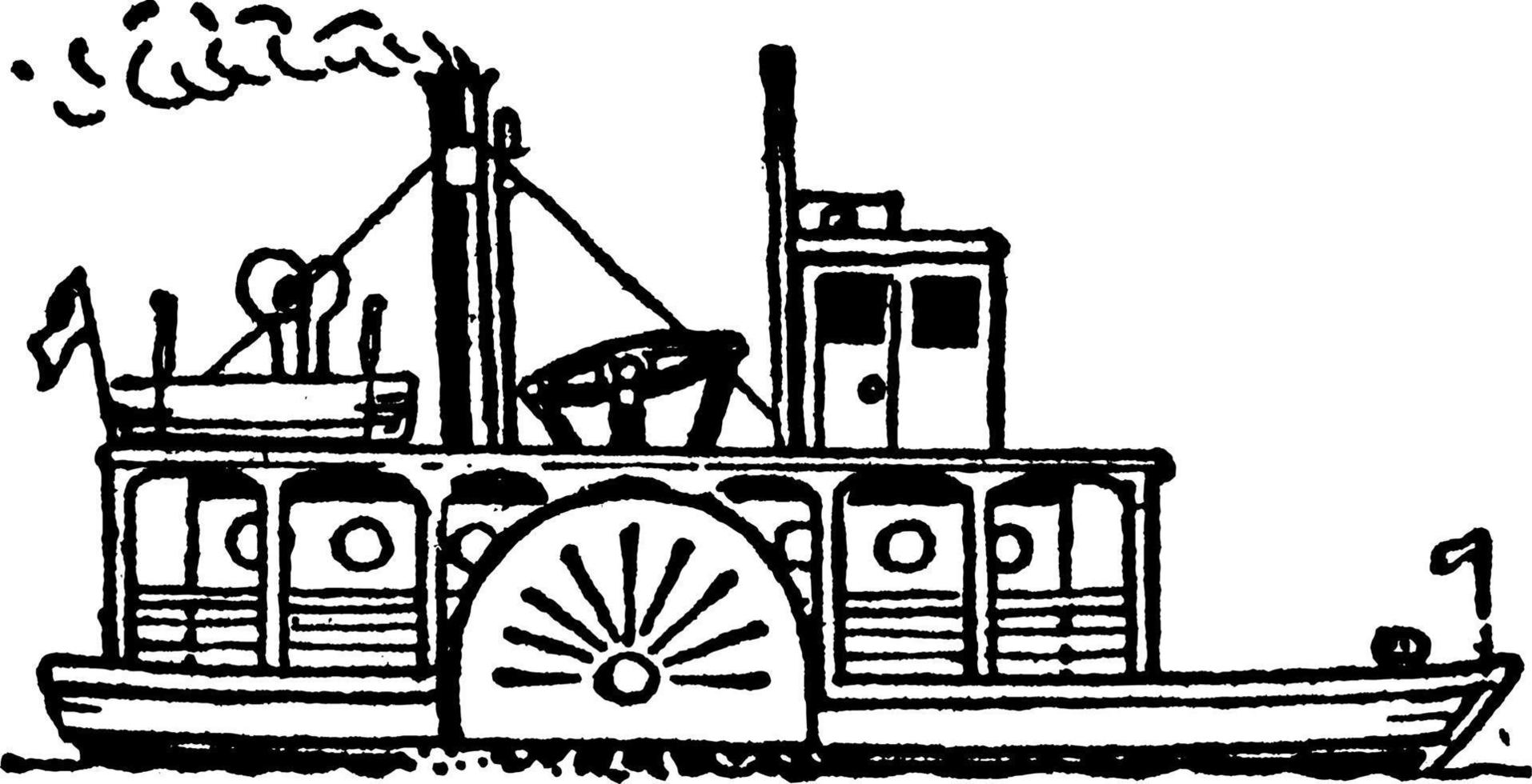 The Steamboat and The Locomotive, vintage illustration vector