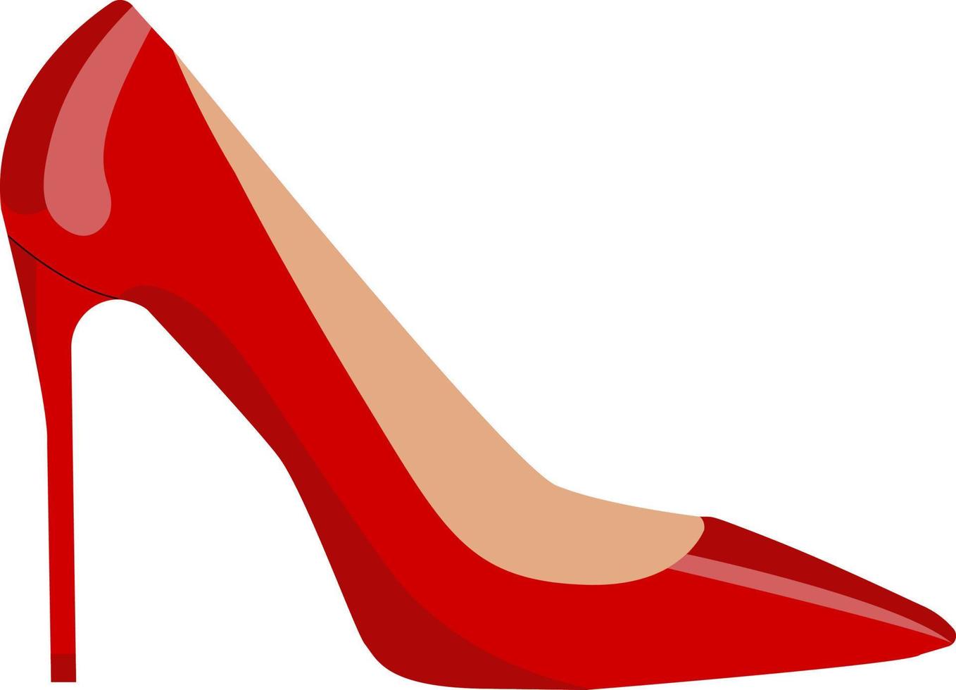 Red woman shoe, illustration, vector on white background.