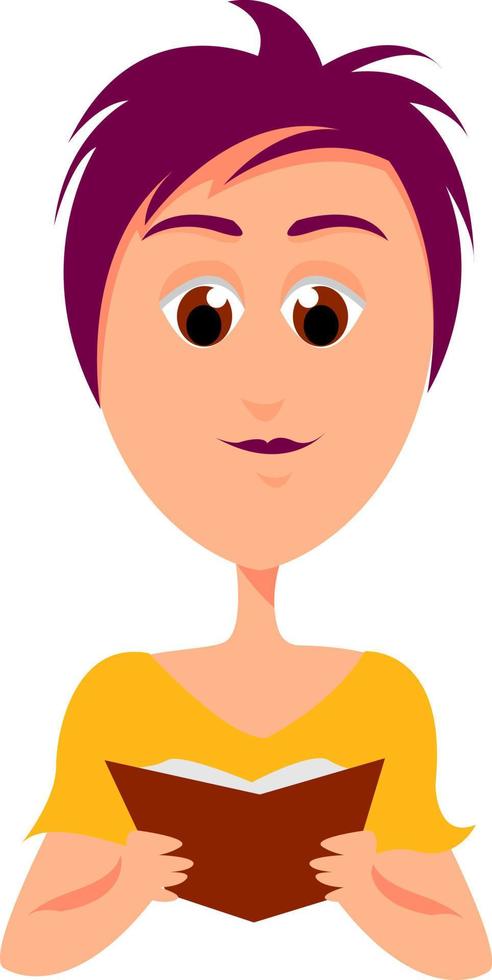 Girl reading, illustration, vector on white background.