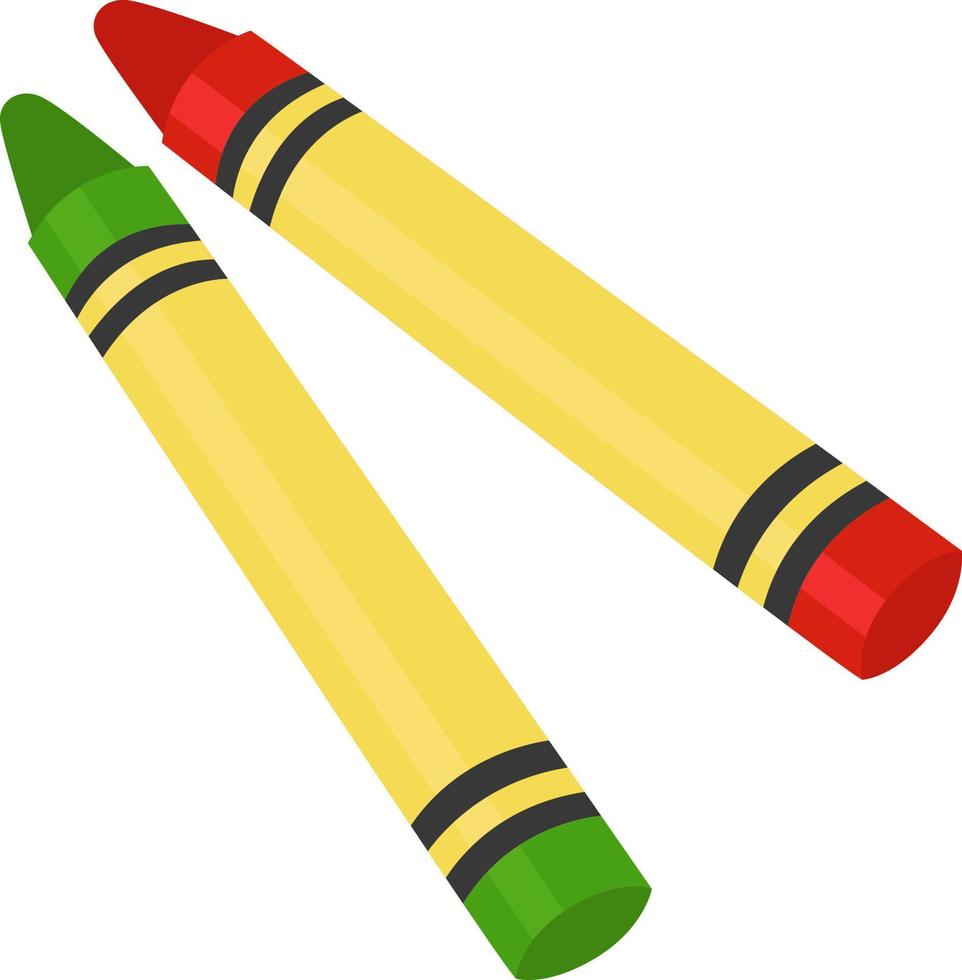 Two small wax pencils, illustration, vector on a white background.