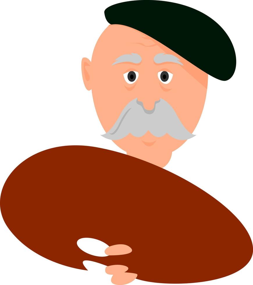 Old painter, illustration, vector on white background.