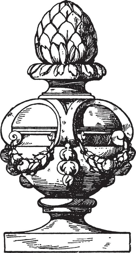 Finial Modern Vase, Medals,  vintage engraving. vector