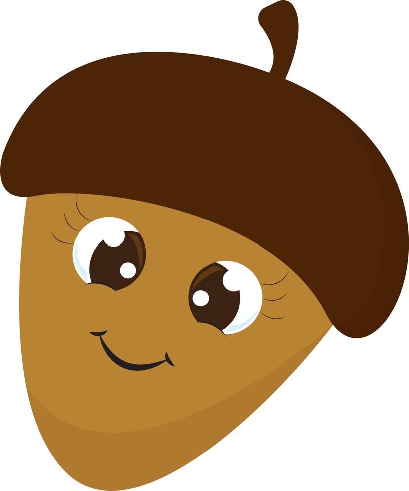 Happy nut, illustration, vector on white background.