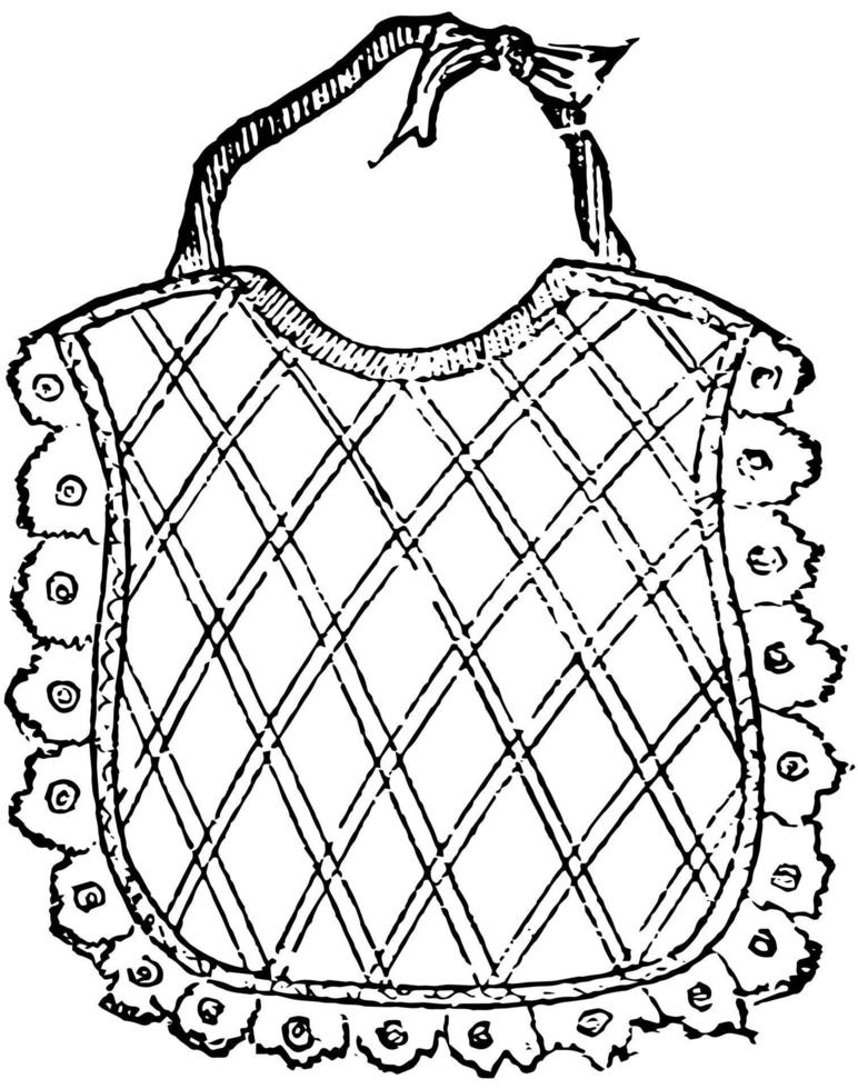 Bib is a small piece of cloth, vintage engraving. 13759926 Vector Art