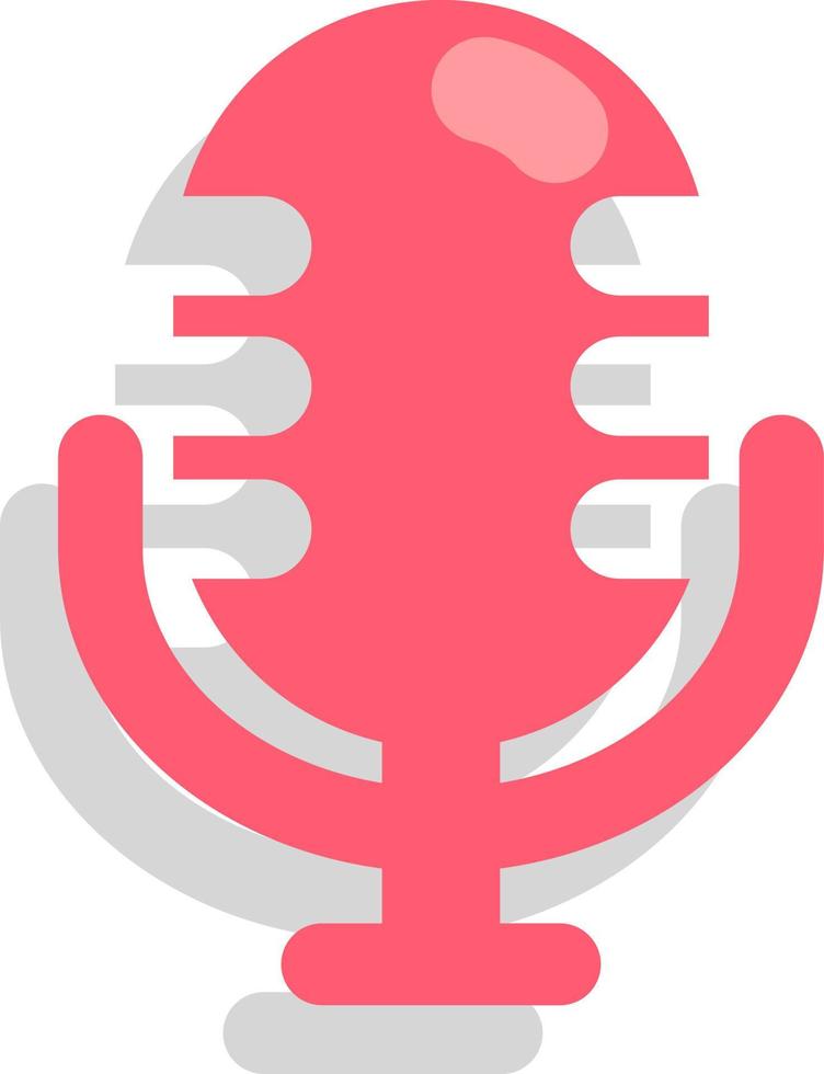 Pink retro microphone, icon illustration, vector on white background
