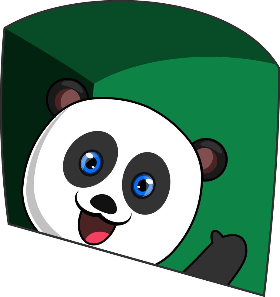 Waving panda, illustration, vector on white background.