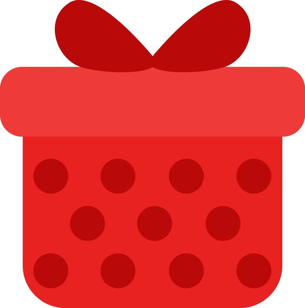 Red gift box with bow, illustration, vector on a white background.