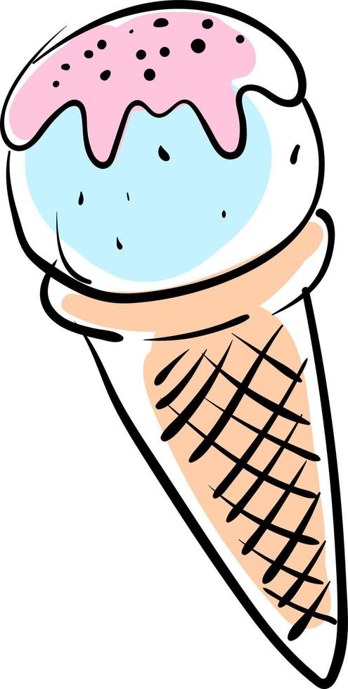 Ice cream draw, illustration, vector on white background.