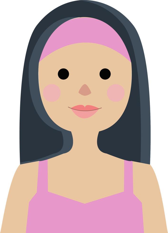 una chica con cabello azul, vector o ilustración de color.