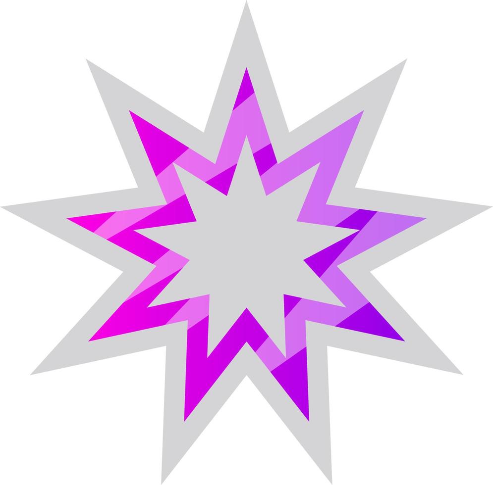 White and purple Bahai star symbol vector illustration on a white background