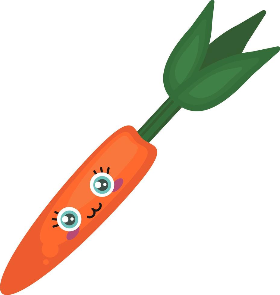 Cute orange carrot with a face,illustration,vector on white background vector