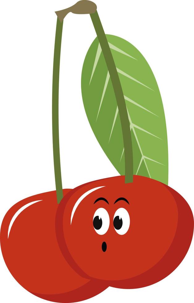 Red cherry, illustration, vector on white background.