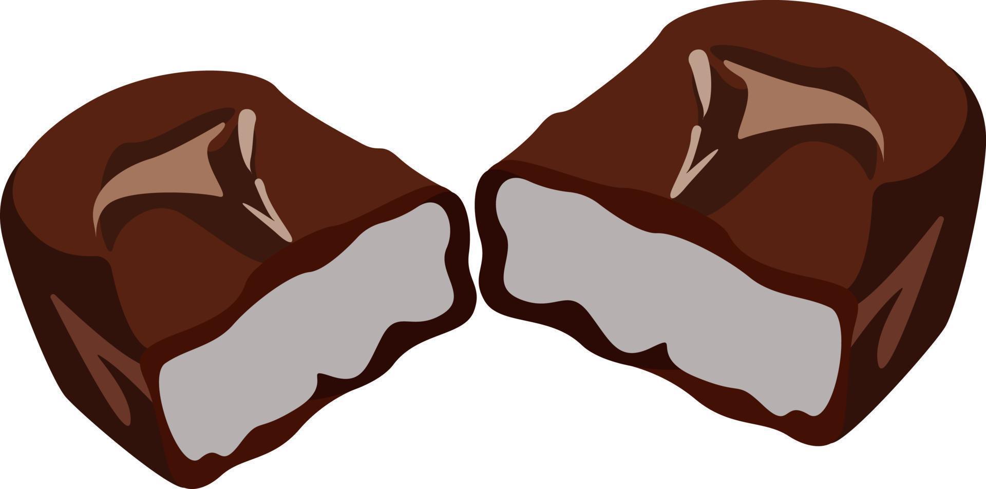 Sweet chocolate, illustration, vector on white background.