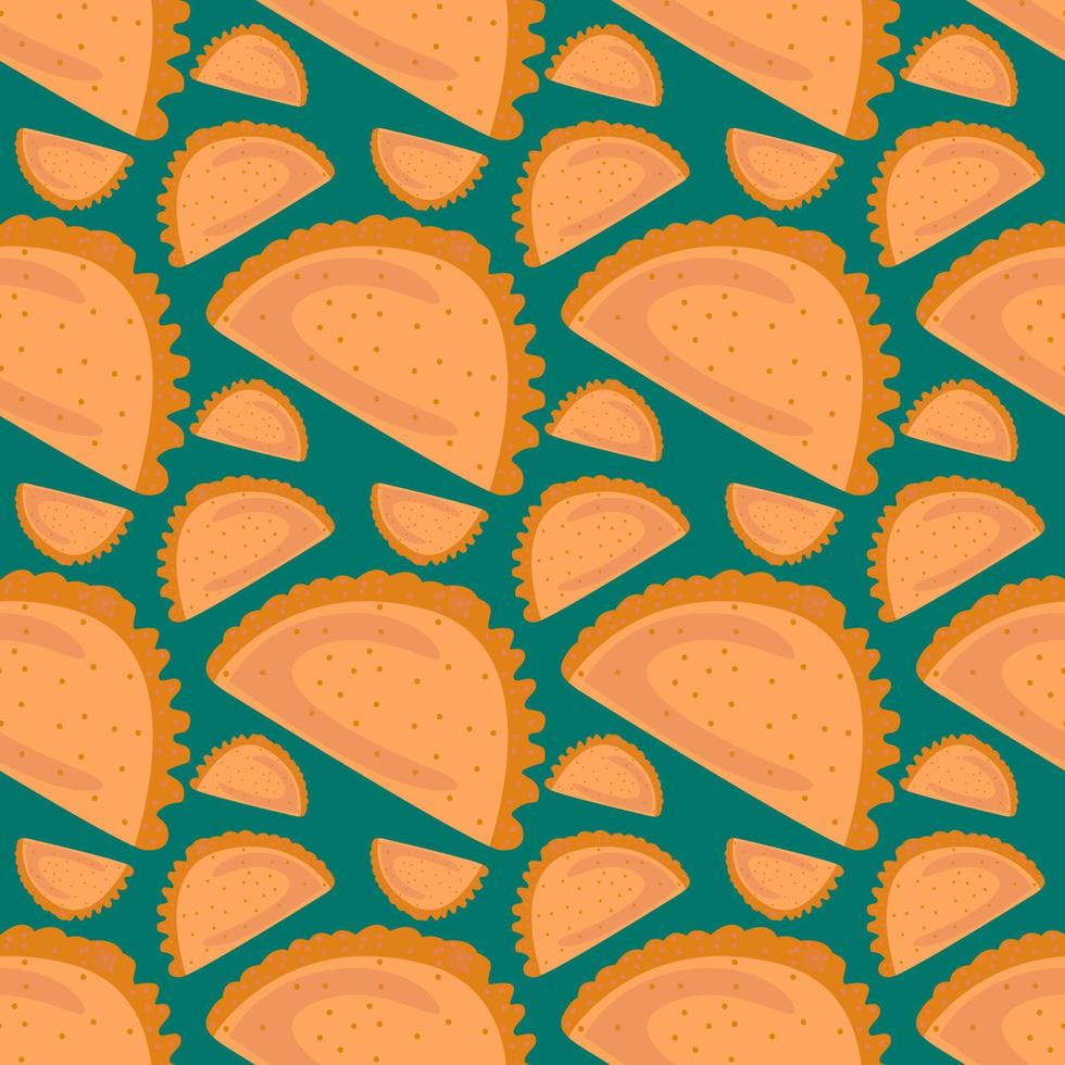 Taco pattern, seamless pattern on green background. vector