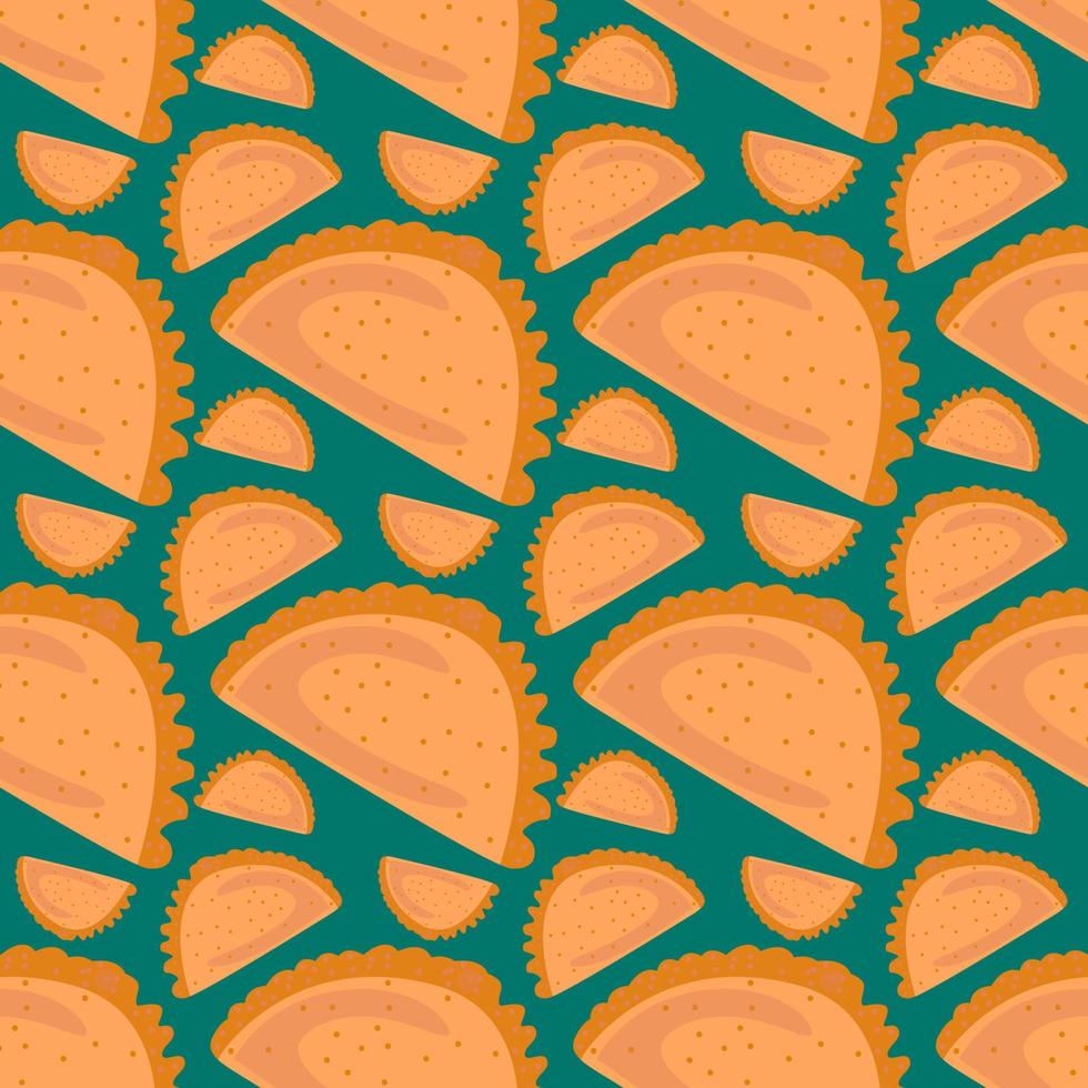 Taco pattern, seamless pattern on green background. vector