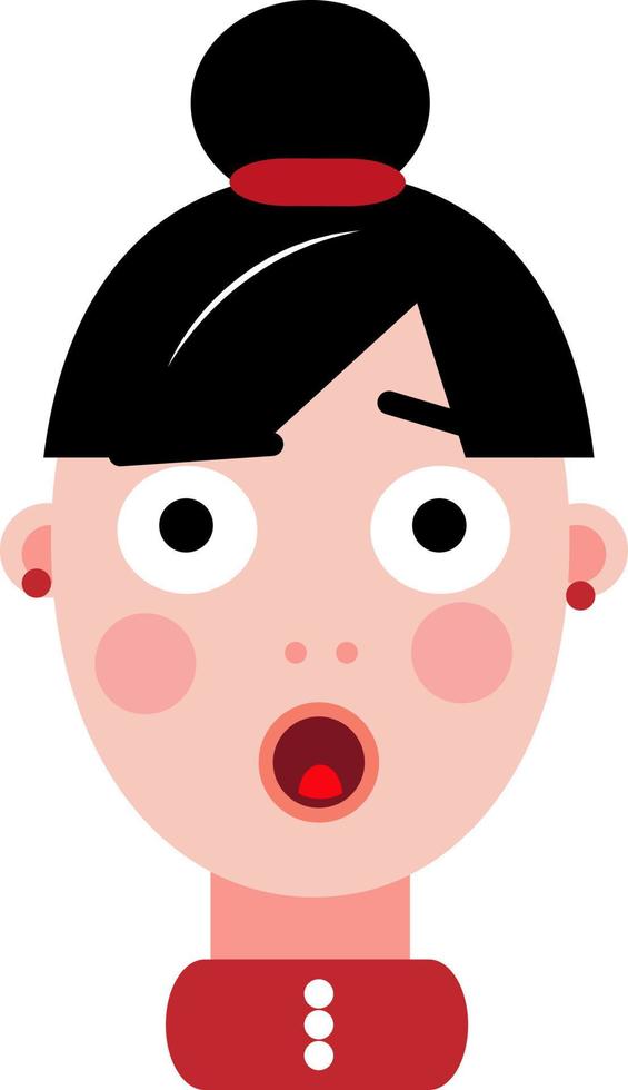 Scared girl, illustration, vector on a white background.