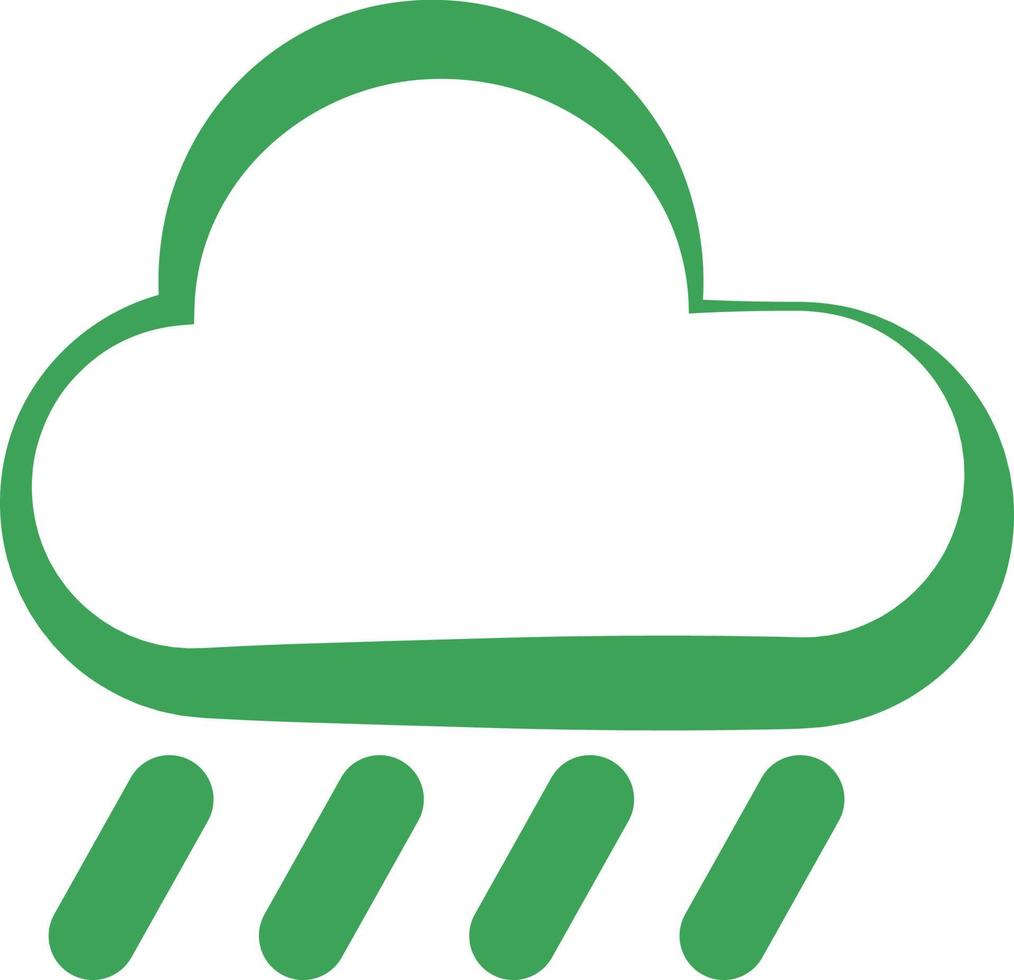 Green rain cloud, icon illustration, vector on white background