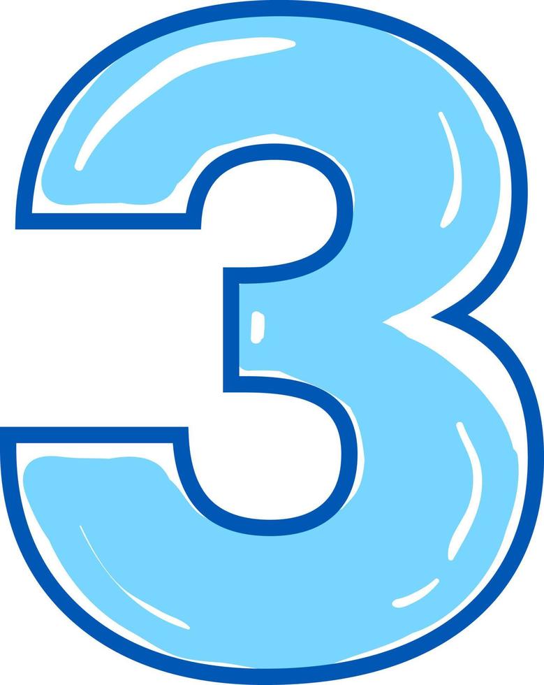 Number 3, illustration, vector on white background.