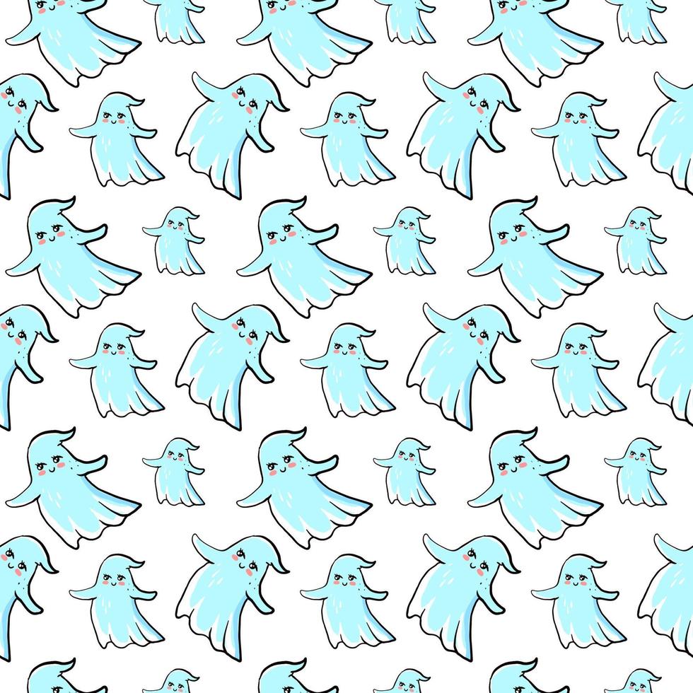 Ghosts pattern, illustration, vector on white background.
