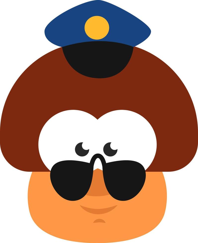 Mushroom police officer, illustration, vector on a white background.