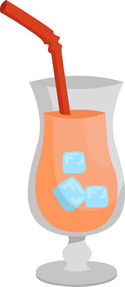 Juice with ice, illustration, vector on white background