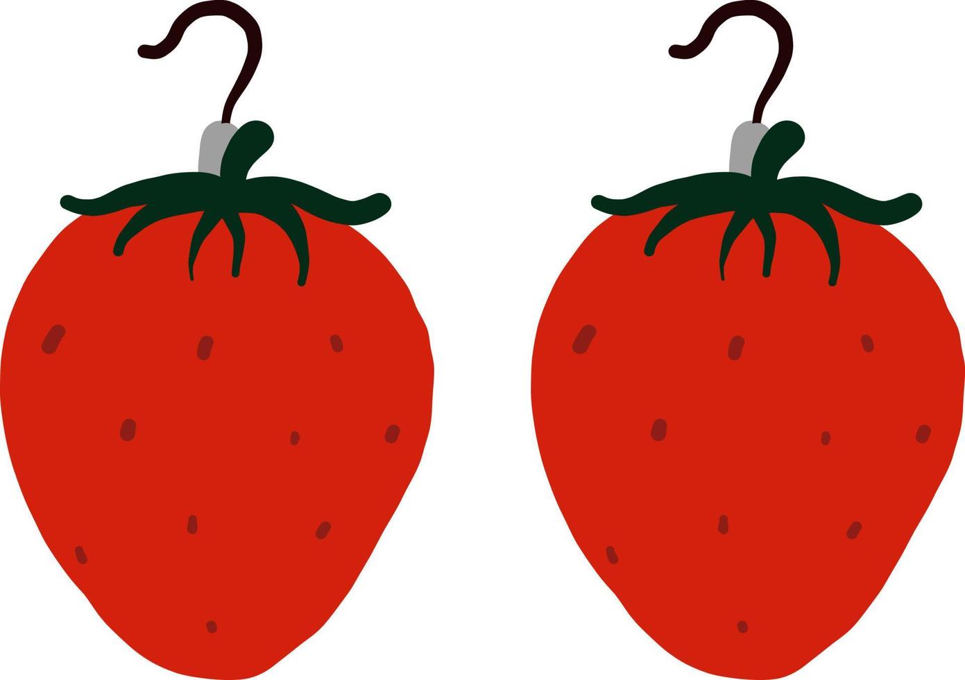 Strawberry earrings , illustration, vector on white background