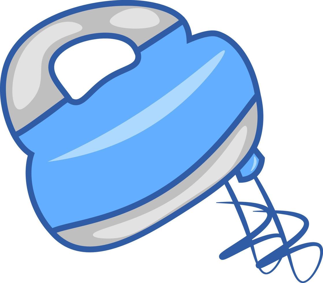 A blue hand mixer, vector or color illustration.