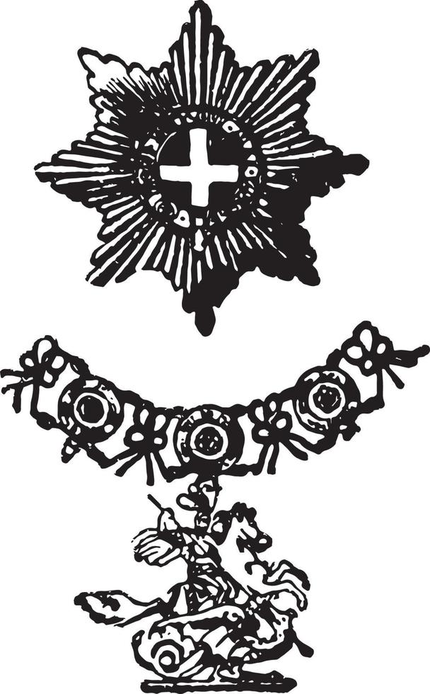 The Garter is a military decoration of Europe, vintage illustration vector