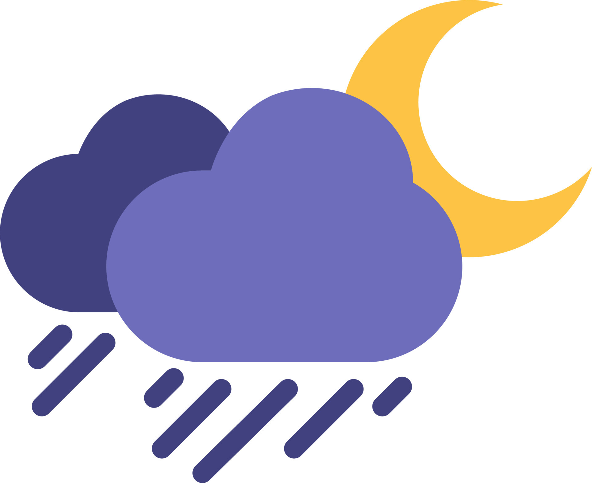 Night with rainy clouds, illustration, vector on white background ...