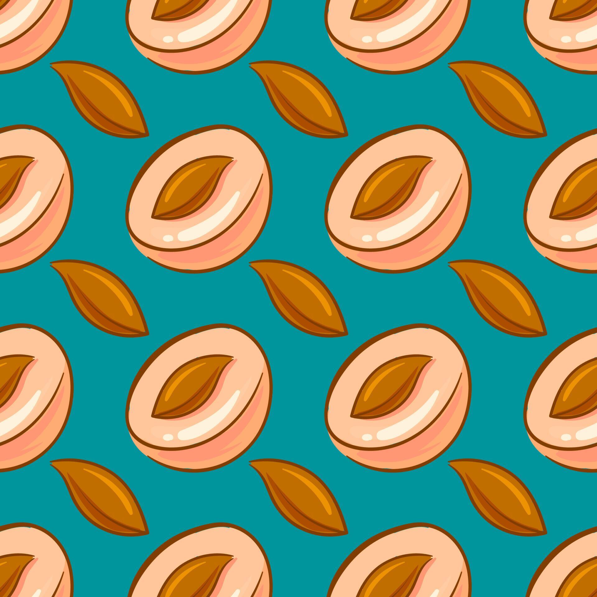 Apricot pattern, seamless pattern on blue background. 13760310 Vector ...