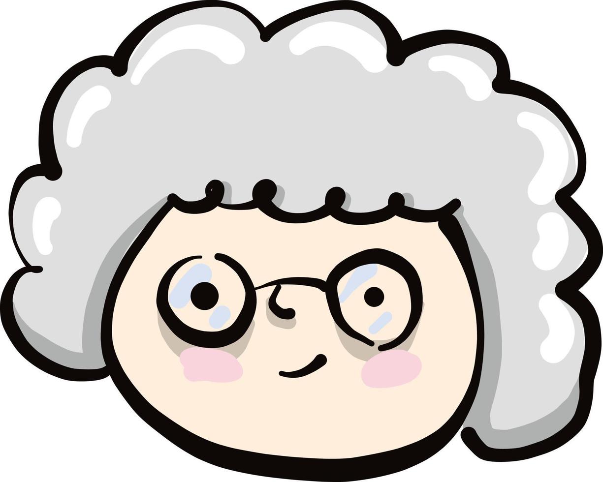 Grandmother with glasses, illustration, vector on a white background.