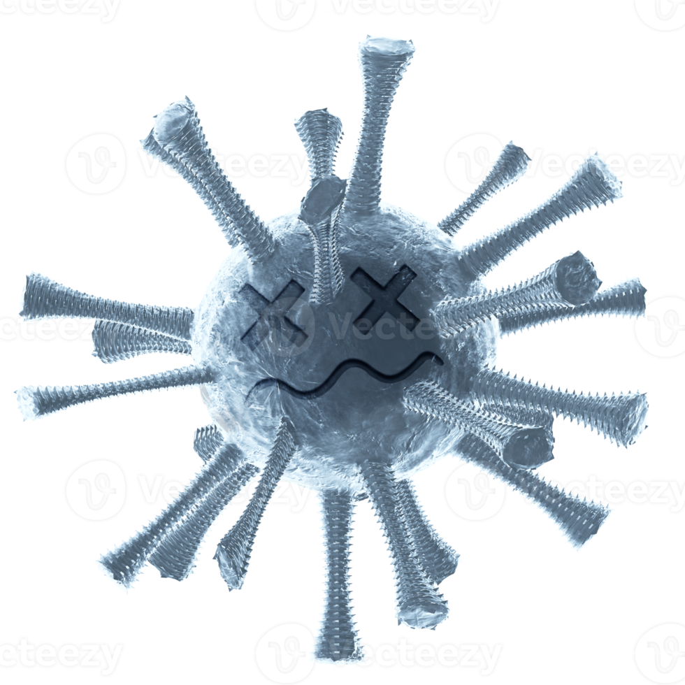 detener covid virus 3d render aislado png