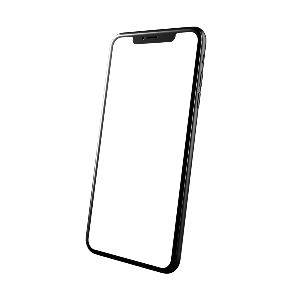 modèle de téléphone noir rendu isolé png