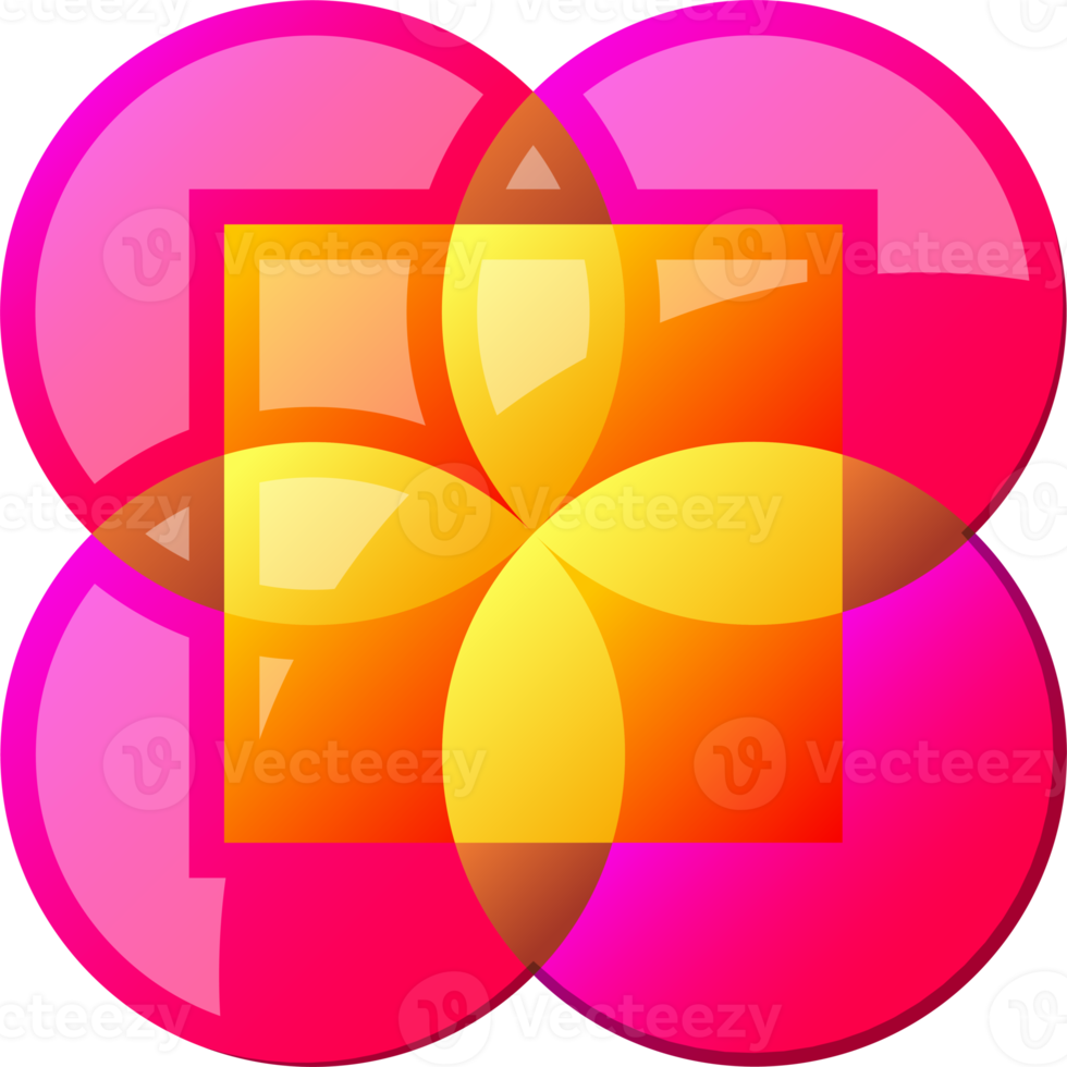 Abstract four petal flower logo illustration in trendy and minimal style png