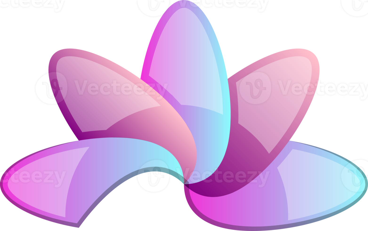 Abstract five petal flower logo illustration in trendy and minimal style png