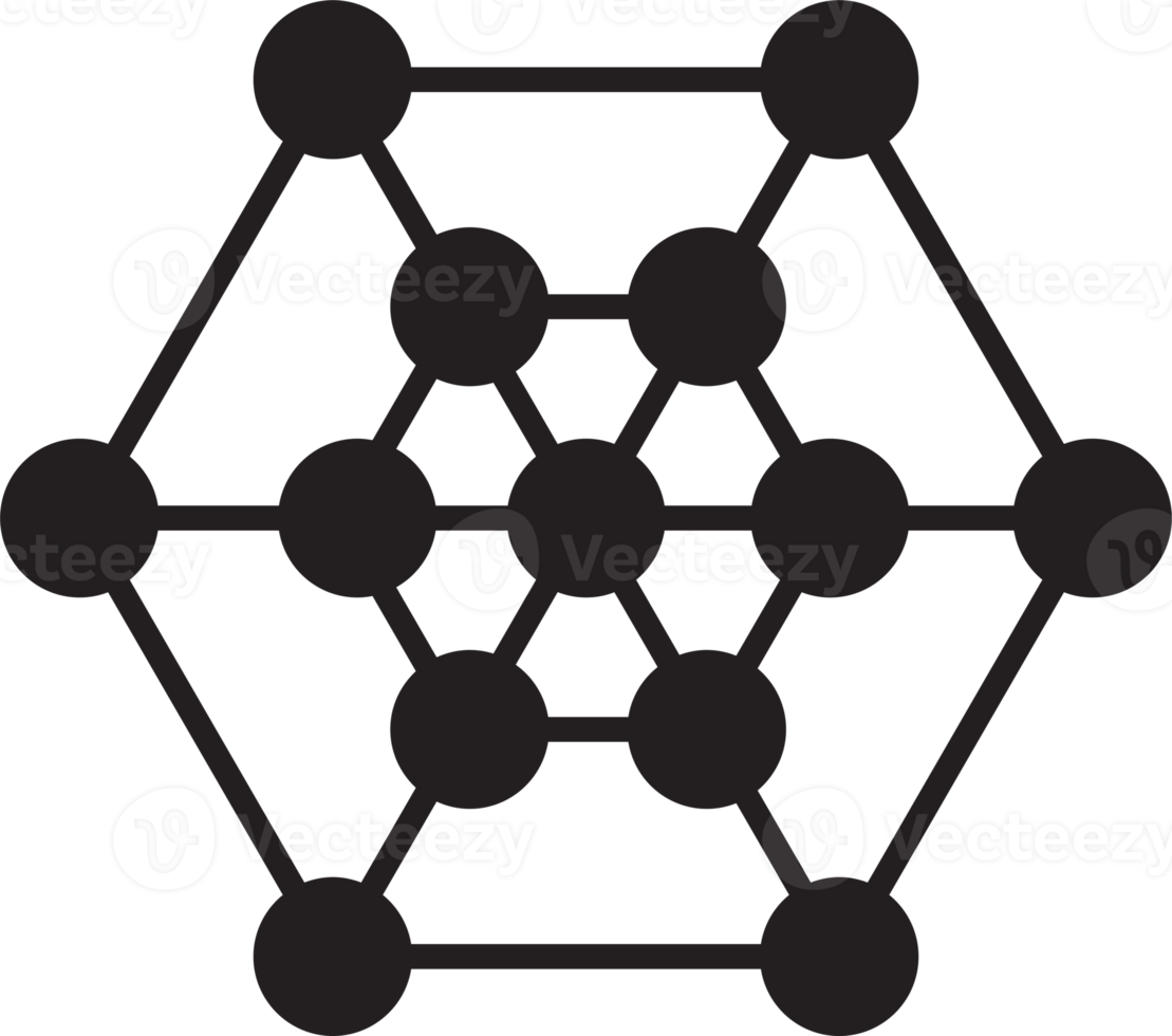 logo hexagonal abstrait et illustration de connexion dans un style branché et minimal png