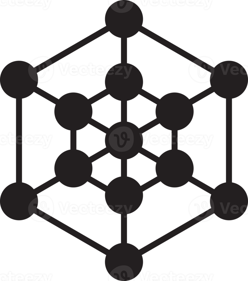 logo hexagonal abstrait et illustration de connexion dans un style branché et minimal png